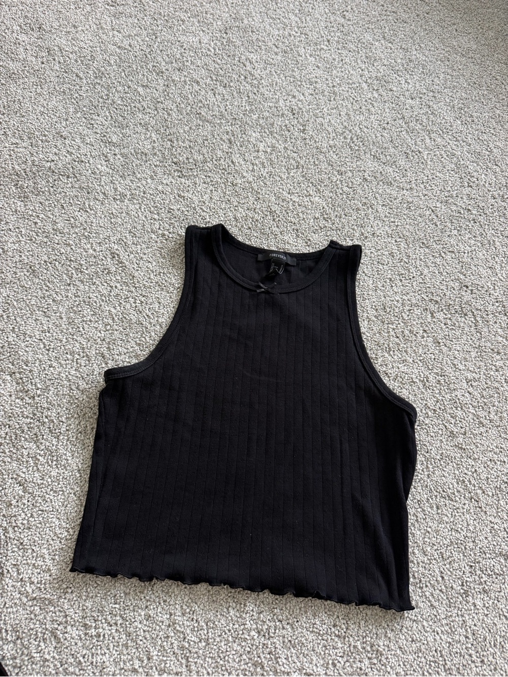 Ribbed Black Cropped Crop Top - Forever 21